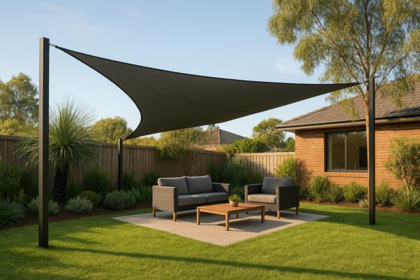 Custom-designed shade sails in Melbourne providing UV and weather protection for an outdoor space